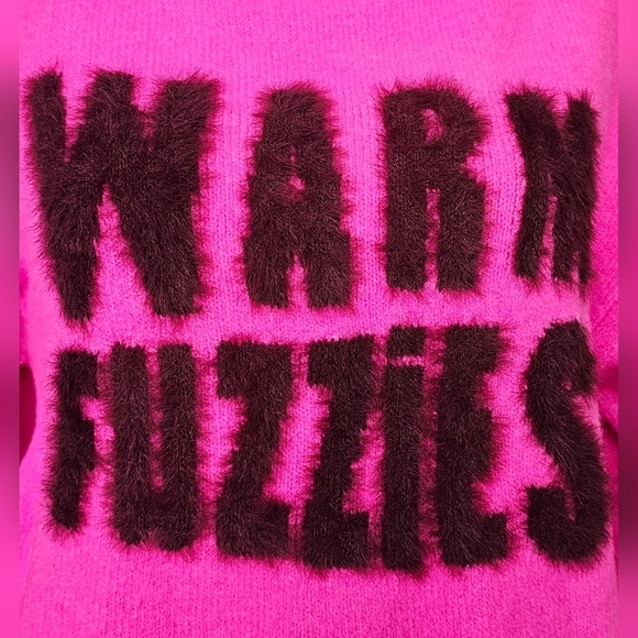 Crewneck Graphic Warm Fuzzies Pullover Pink Sweater | A New Day | OVERSIZED XS - Picture 5 of 11